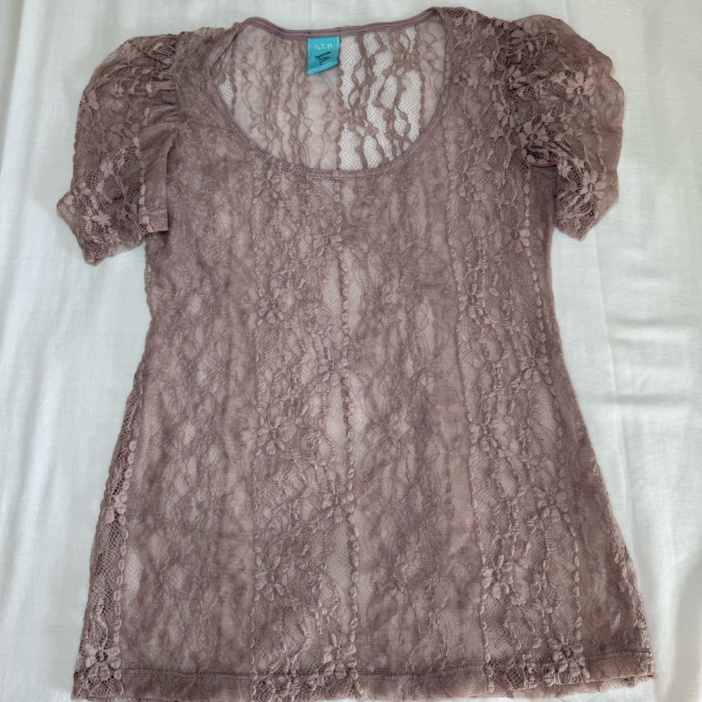 Vintage Y2K Sheer Boho Fairy Top Large Lace Ballet Coquette Dainty layering - Picture 2 of 7